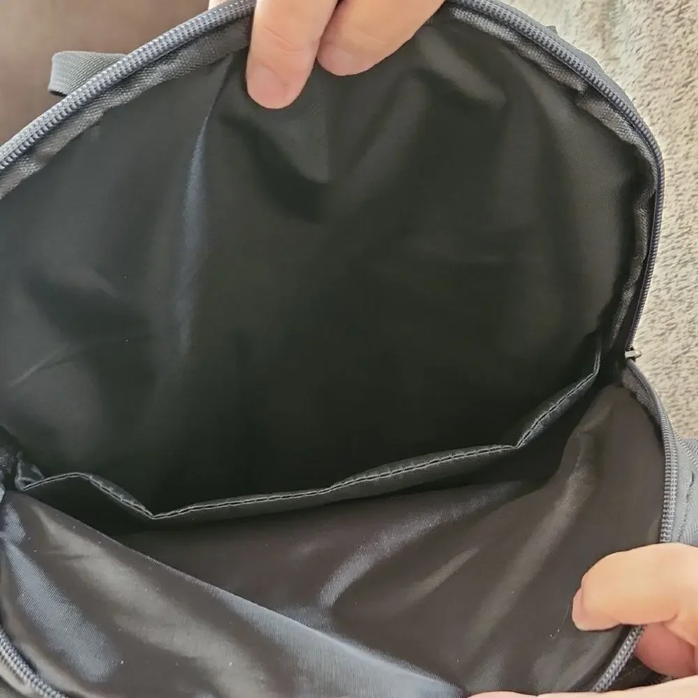 Gray Medium Backpack with Smooth Fabric and Classic Shape Pan Am